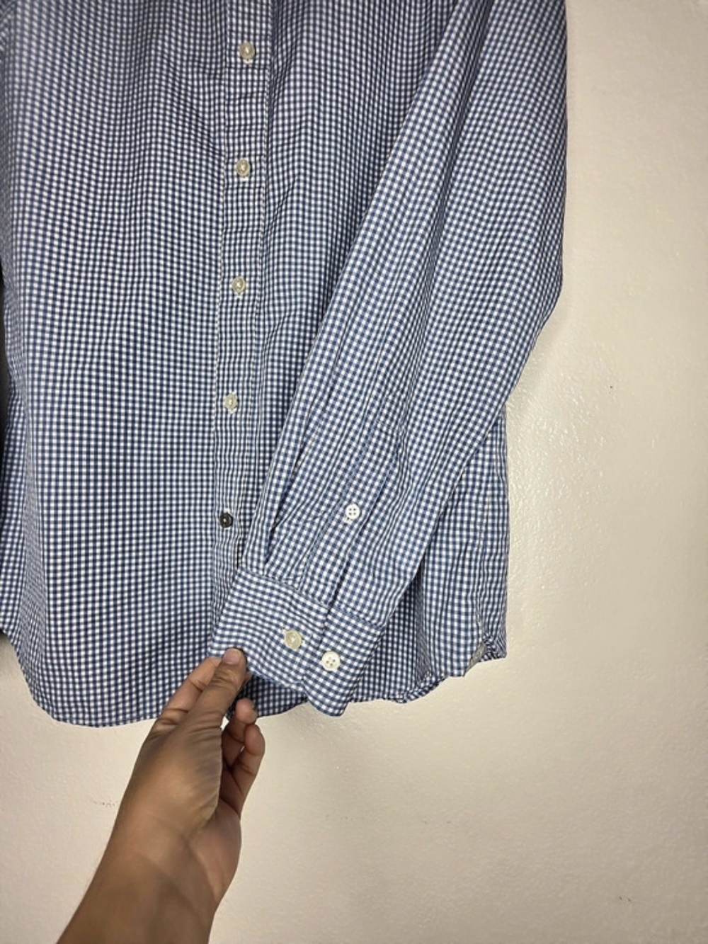 Banana Republic Leggiuno Men's Blue/White Gingham Slim Dress Shirt Size Small - Picture 6 of 14